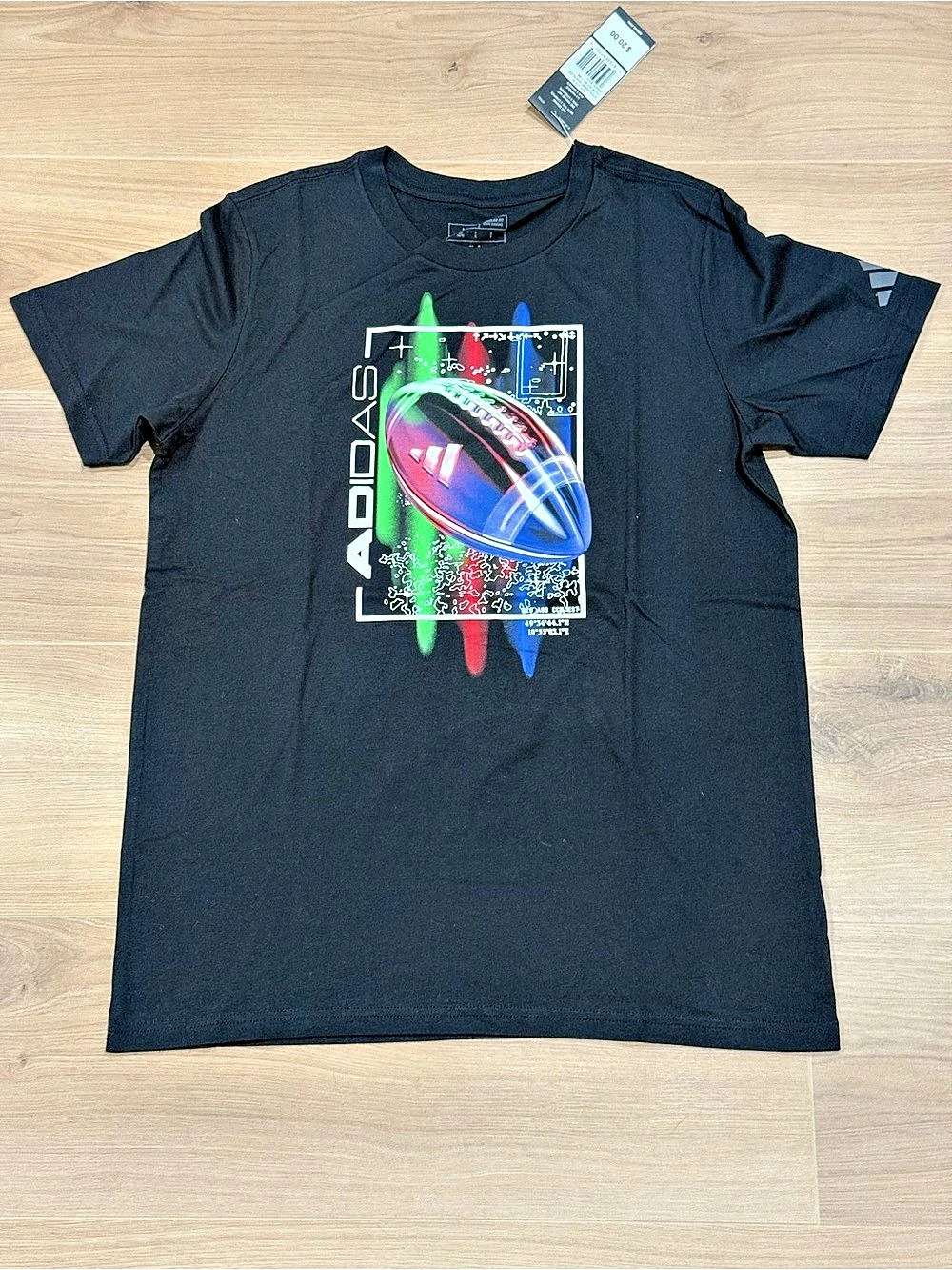 Adidas Graphic Football T-Shirt Black & Green Large